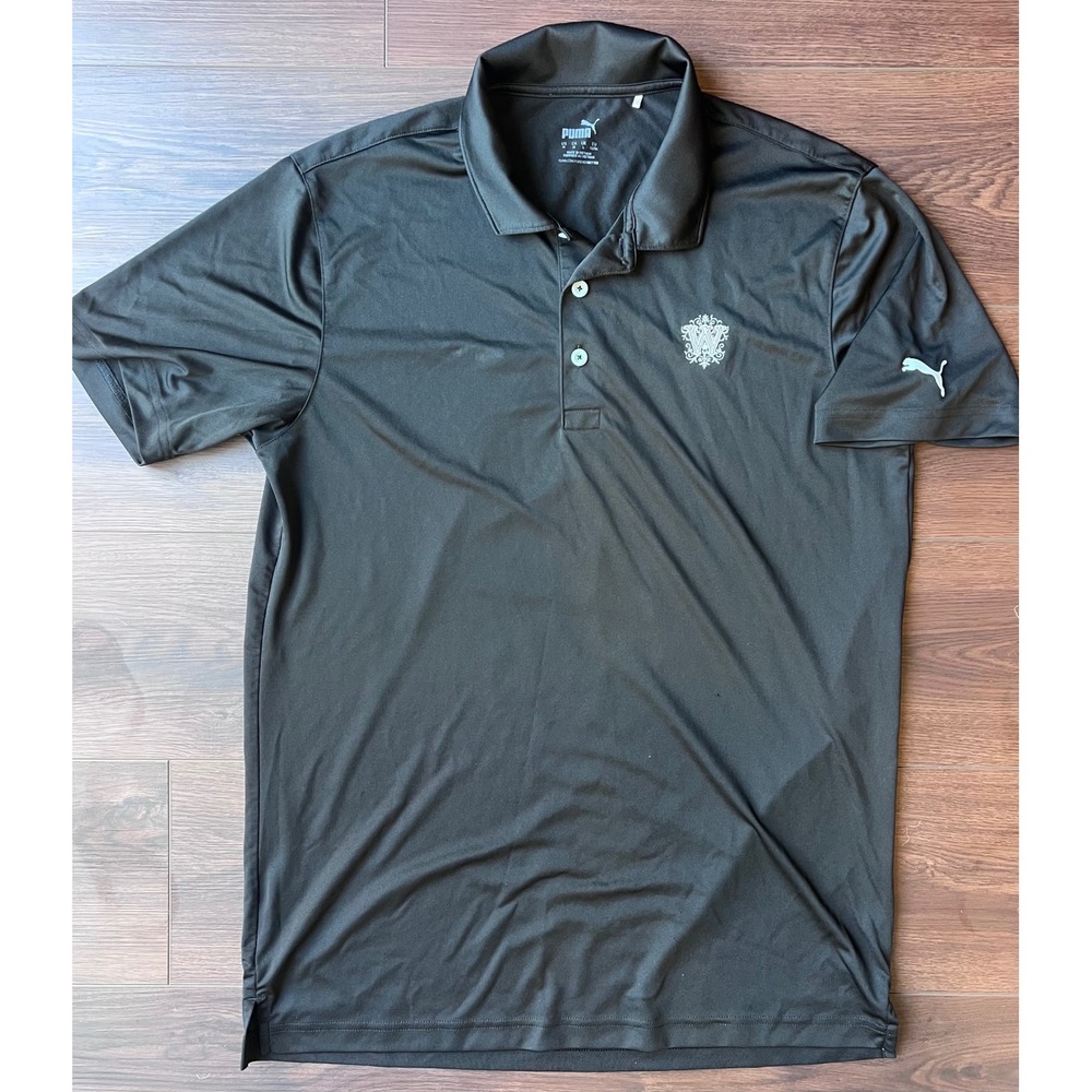 Puma Mens Wedgewood Country Club Golf Polo Shirt Black Size Medium Short Sleeve